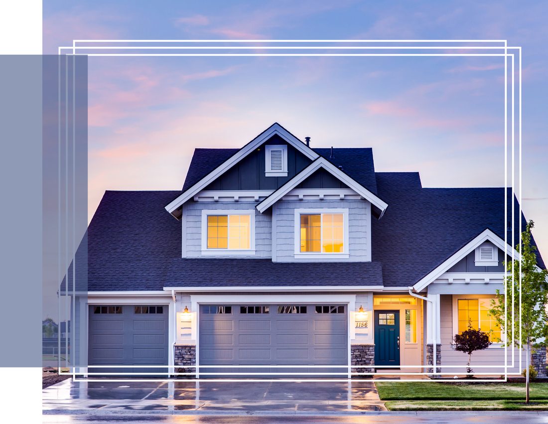 A family home at dusk
